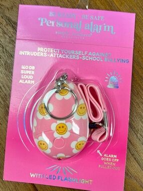 Simply Southern Pink Smiley Daisy Personal Alarm with LED Flashlight NWT